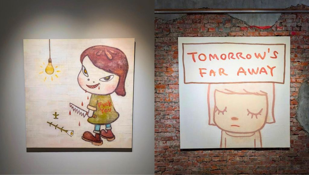 The exhibition features Yoshitomo Nara’s iconic works Dead Flower and The Distant Tomorrow.